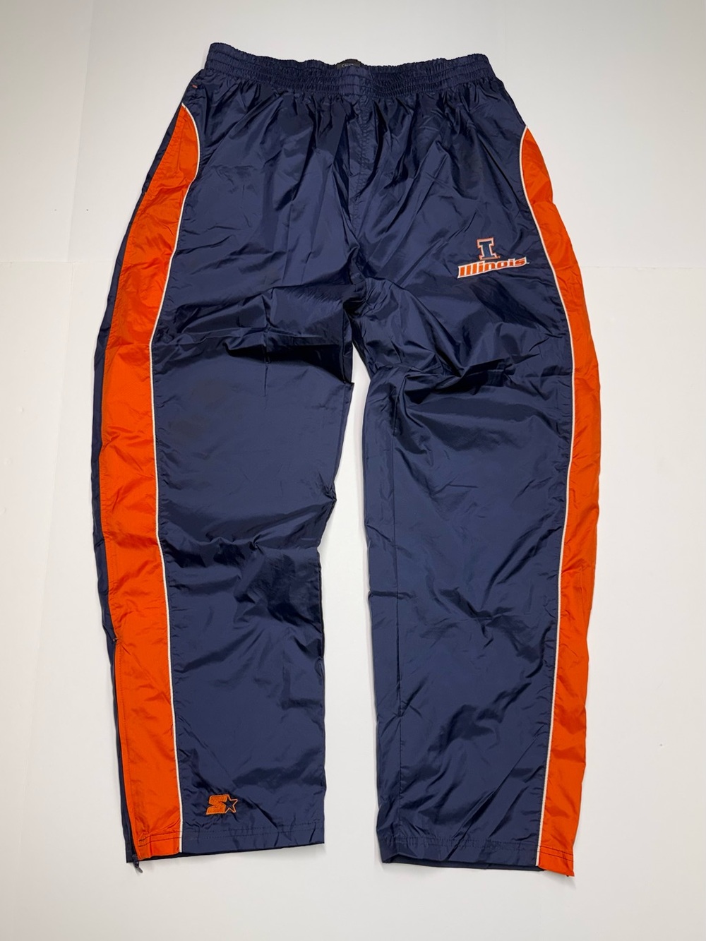 Starter University Of Illinois windbreaker Pants Men’s Size L(36-38) Ankle Zip